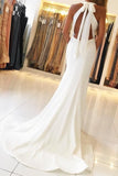 2024 Halter Open Back Satin Mermaid Evening Dresses P84R545X