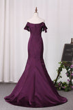 2024 Satin Evening Dresses Mermaid Off The Shoulder Sweep PP88ZJSA