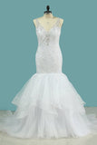 2024 Tulle Mermaid Wedding Dresses Straps Beaded PTEB4FGF