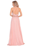 2024 Chiffon Halter Open Back Prom Dresses With Beads And Embroidery P8MGPL5X