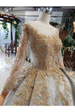 Ball Gown Wedding Dresses Scoop Top Quality Appliques Tulle Beading P1PA14JA