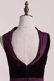 2024 Velvet High Neck Open Back Evening Dresses Mermaid P7XA1BTC