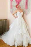 A-Line Sweetheart Sweep Train Wedding Dress With P35PMA2P