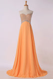 2024 Prom Dresses Sweetheart A Line Sweep Train Chiffon PAPLSFGP