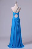 2024 Prom Dress One Shoulder A Line Floor Length Ruffles Bud Green P1HT49ZM