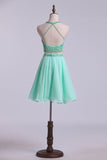 2024 Two-Piece Halter Short Homecoming Dresses Chiffon PCX3Z2DG