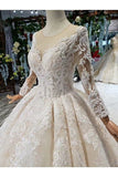 Ball Gown Wedding Dresses Scoop Long Sleeves Top Quality Appliques PMCL1367