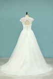 2024 A Line Wedding Dresses Off The Shoulder Tulle With Applique PL1B65C3