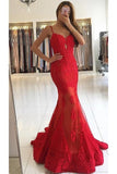 2024 Mermaid Spaghetti Straps Tulle With Applique Sweep Train P5K1TKK3