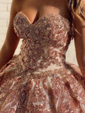 Rosewood Sequins Ball Gown Sweetheart Strapless Quinceanera Dresses with STI15661