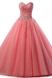 Tulle Beading Sweetheart Neck A Line Sleeveless Wedding Bridesmaid Long Evening Festive PCPP49NC