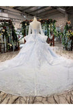 Ball Gown Wedding Dresses Scoop Long Sleevs Top Quality Appliques PZJAGE4X