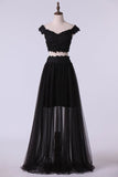 2024 Two Pieces Prom Dresses Tulle A Line PEJFNS44