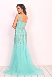 2024 New Arrival V Neck Tulle With Applique And Beads Mermaid P6NJ518B