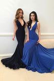 2024 V Neck Mermaid Evening Dresses Spandex P1BNRTRM