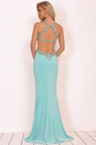 2024 Prom Dresses Scoop Beaded Bodice Mermaid Spandex PX69NZA7