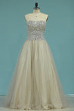 2024 Sweetheart Tulle With Beading Prom Dresses Floor P3T4KKFH