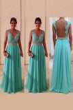 Scoop A Line Exquisite Chiffon Beading Prom Dresses PHCS9FEX