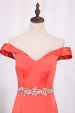 2024 Prom Dresses Satin Off The Shoulder With PGYNZHK3