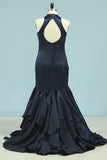 2024 Prom Dresses Satin Sexy Open Back V Neck Sweep PGBQYJ61