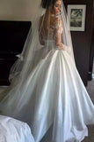 2024 Scoop Long Sleeves Lace With Slit Wedding Dresses P3KMRKC8