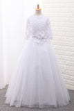 2024 Tulle Scoop Flower Girl Dresses Ball Gown Mid-Length P3KXPXN5