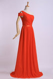 2024 One Shoulder Bridesmaid Dresses A-Line Chiffon Ruched P83G4CZ4