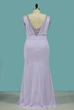 2024 New Arrival V Neck Sheath Evening Dresses Chiffon PT3MTL8P