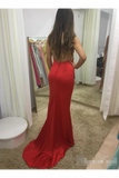 Illusion SweetHeart Neck Backless Spaghetti Red Prom Dresses With Sweep STIP7GFQPJ3