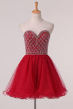 2024 A Line Homecoming Dresses Sweetheart Beaded Bodice Tulle Lace PRDH5P7J