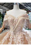 Ball Gown Wedding Dresses One And Half Meter Train Off The Shoulder Top Quality Appliques PXY4T7SY