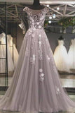 Prom Dress Scoop Lace Sweep Tulle P5TL8KGR