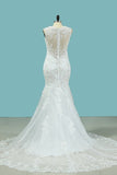 2024 New Arrival V Neck Wedding Dresses Tulle Mermaid With Applique P6RDLCNF