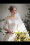 Wedding Dress With 3/4 Sleeves And Appliques PLQLKYGK