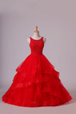 2024 Red Scoop Ball Gown Tulle Floor Length PHN8RBTD