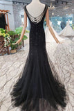 2024 Sequins Bodice Prom Dresses Tulle Mermaid Sweep P37HQ4PZ