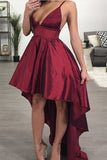 Burgundy Backless Hi-Lo Homecoming Party Dress Asymmetrical Short PZZ5GK8F