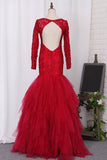 2024 Prom Dresses Mermaid Boat Neck Full Sleeves Floor-Length P74M5K4D