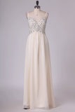 2024 A Line Spaghetti Straps Chiffon With Beading Floor Length Prom PEBRKXY9