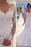 2024 Mermaid/Trumpet Bateau Tulle Wedding Dresses With Applique P18Z8TML