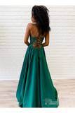 Spaghetti Straps Evening Dress Appliqued Bodice V Neck Long Prom STIPP46R37D