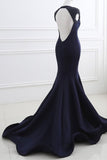 2024 Mermaid V Neck Satin Evening Dresses With Beading P4TGYKGC