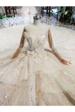 Ball Gown Wedding Dresses Scoop Long Sleeves Top Quality Appliques PM82ZNFH