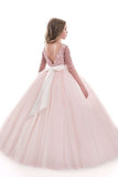 2024 Tulle Scoop Flower Girl Dresses Ball Gown Mid-Length P3KXPXN5