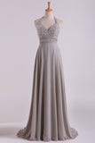 2024 Prom Dresses A Line Halter Floor Length P1S5437N