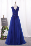 2024 A Line Scoop Tulle With Beading Prom Dresses PZCATXM9