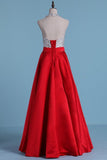 2024 Halter Prom Dresses Beaded Bodice Satin A Line PS2CKH84