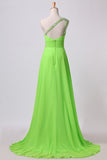 2024 Elegant Prom Dresses A Line One Shoulder Chiffon With PCQG5F75