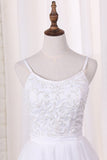 2024 Spaghetti Straps A Line Bridesmaid Dresses Tulle With PQZGF59X