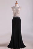 2024 Two-Piece Scoop Column Prom Dresses Beaded P27G6ALX